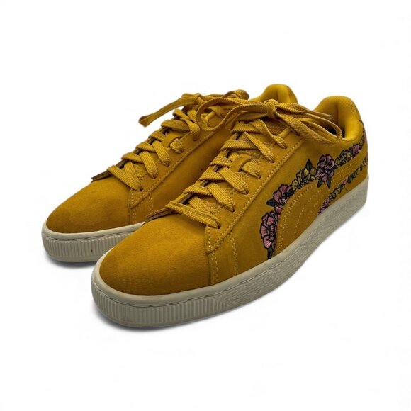 Puma Suede Classic TOL Embroidery Floral Golden Yellow 370245 01 Womens Size 9.5 - Picture 4 of 7
